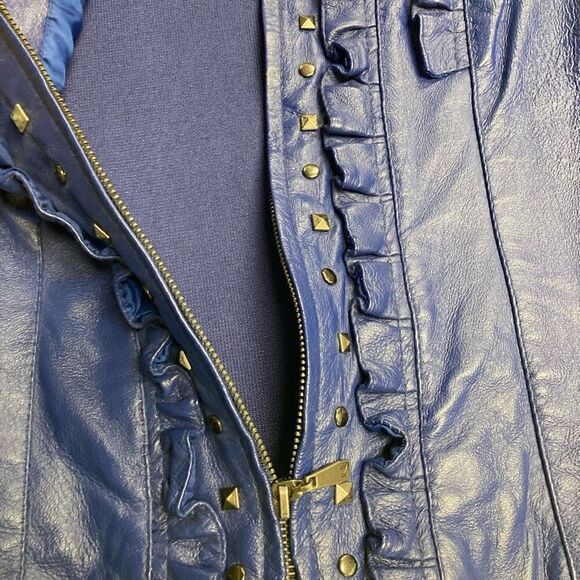 PETER NYGARD Leather & Knit‎ Blue Jacket Size Small Long Sleeves - Picture 8 of 8